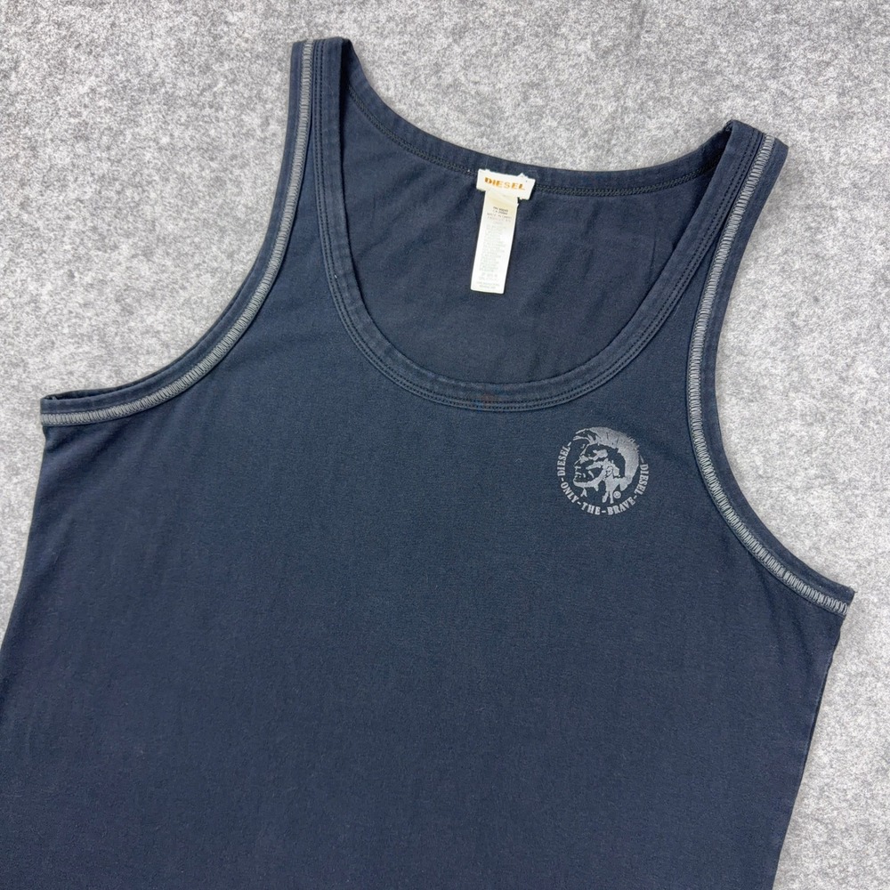 Diesel Tank Top Men Medium M Black Only The Brave Mohawk Logo Stretch Ribbed